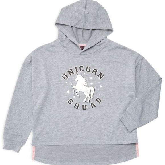 NEW Design Lab Girl's SM (8) Unicorn Boxy Hoodie - Picture 1 of 3